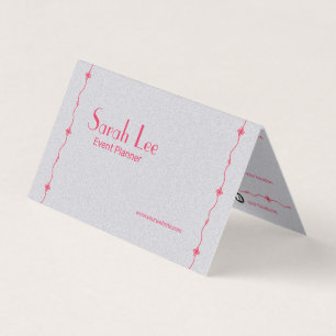 Élégant Carte de visite plié en argent et rose