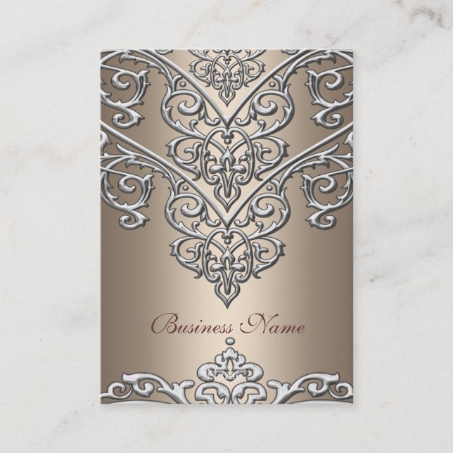 Elégant Carte de visite Revêtement de café en méta (Devant)