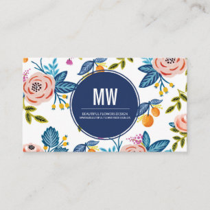 Élégant Carte de visite rose et bleu