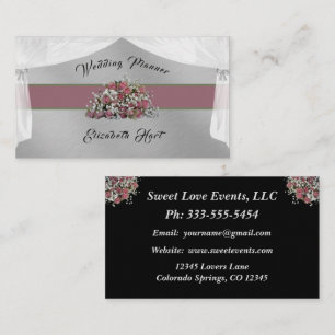 Élégant Carte de visite Wedding planner Rose