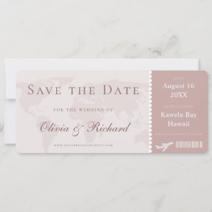 Élégant Carte d'embarquement Rose Poussiéreuse Enr