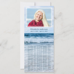 Élégant Carte photo funéraire des Vagues Bleues