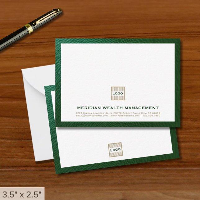 Élégant Carte pour notes vert avec logo (Créateur téléchargé)