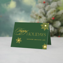 Élégant Cartes de Noël Entreprise Vert Flocon de N