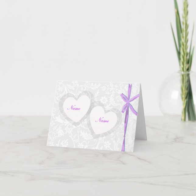 ÉLÉGANT CARTES POUR NOTES MARIAGES BLANC ET LAVEND (Devant)