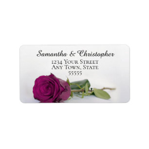 Elegant Cassis Lila Rose Hochzeitsadresse Adressaufkleber