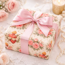 Elegant Catholic Heart of Mary Pink Roses