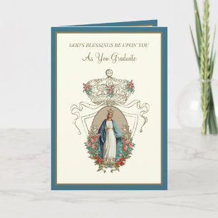 Elégant Catholique Diplôme Virgin Mary Carte Rose
