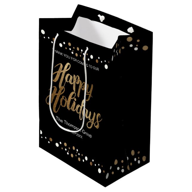 "Elegant Celebration" - Corporate Holiday Mittlere Geschenktüte (Vorderseite Schrägansicht)