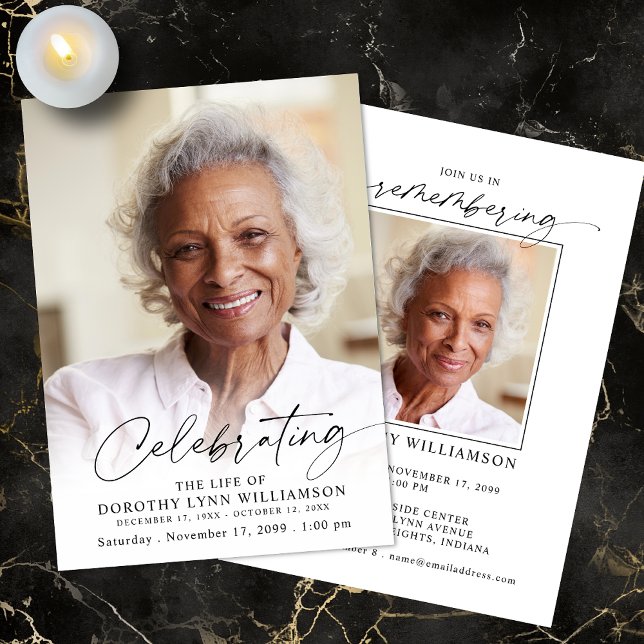 Elegant Celebration of Life Photo Memorial Einladung (Von Creator hochgeladen)