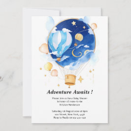Elegant Celestial Balloon Baby Shower Einladung