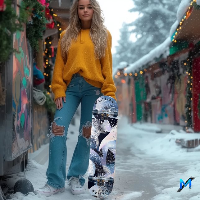 Elegant Celestial Blue Abstrakt & Flows Skateboard (Von Creator hochgeladen)