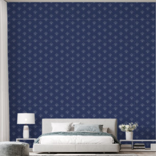 Elegant Celestial Boho Floral Lotus Dark Blue Tapete
