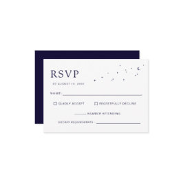 Elegant Celestial Midnight Blue Monogram Wedding RSVP Karte