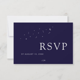 Elegant Celestial Moon & Stars Blue Wedding RSVP Karte