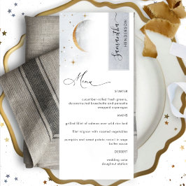 Elegant Celestial Moon Stars, Menü mit Gast Name Menükarte