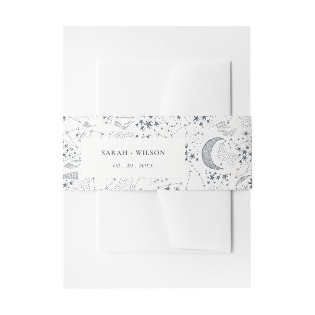 Elegant Celestial Navy Starry Night Moon Wedding Einladungsbanderole (Vorderseite Beispiel)