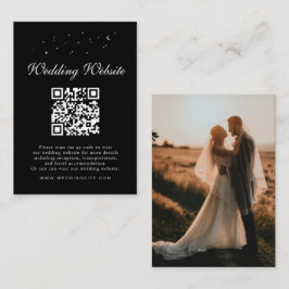 Elegant Celestial QR Code Black Wedding Details Begleitkarte