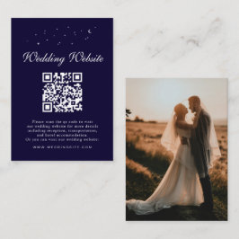 Elegant Celestial QR Code Blue Wedding Details Begleitkarte