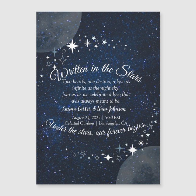 Elegant Celestial Starry Night Wedding Einladung (Vorderseite)
