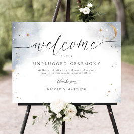 Elegant Celestial Theme Unplugged Zeremony Sign Poster
