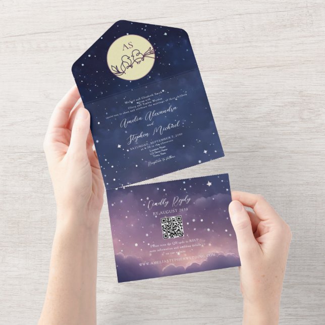 Elegant Celestial Wedding All In One Einladung (Abreißen)