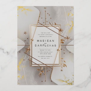 Elegant Celestial Wedding Einladung mit Floral a