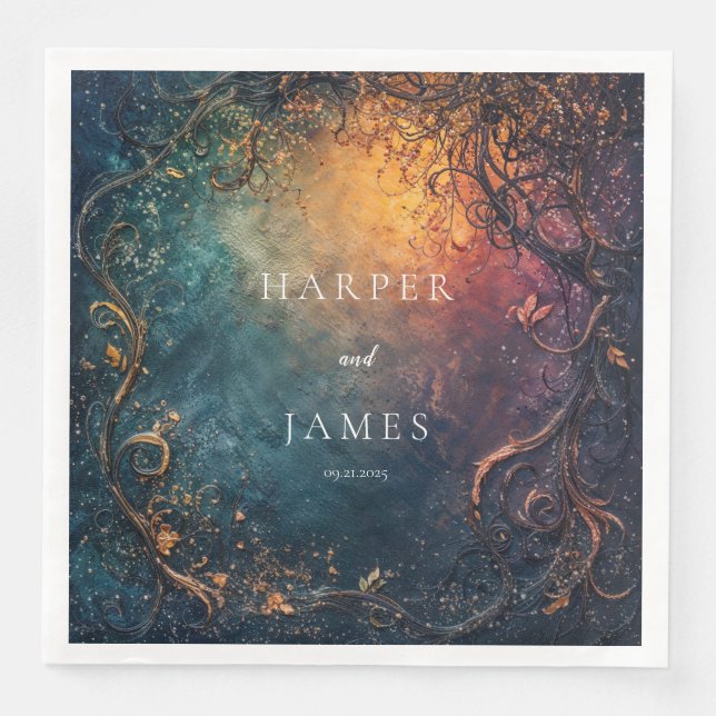 Elegant Celestial Wedding Napkins Serviette (Vorderseite)