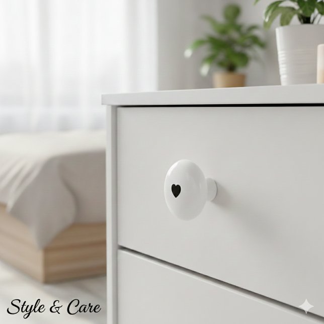 Elegant Ceramic Knob Featuring Minimalist Heart Ar Keramikknauf (Elegant Ceramic Knob Featuring Minimalist Heart Art)