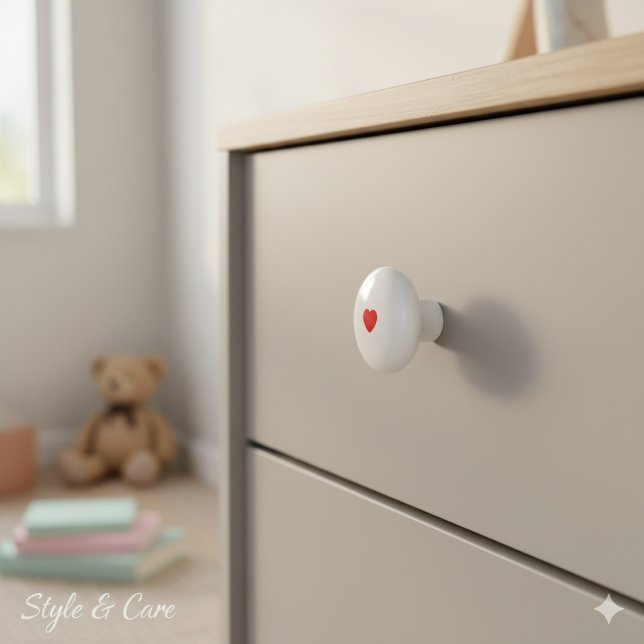 Elegant Ceramic Knob Featuring Minimalist Heart Ar Keramikknauf (Elegant Ceramic Knob Featuring Minimalist Heart Art)
