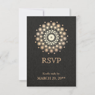 Elégant Cercle d'or Motif Black Linen Look RSVP