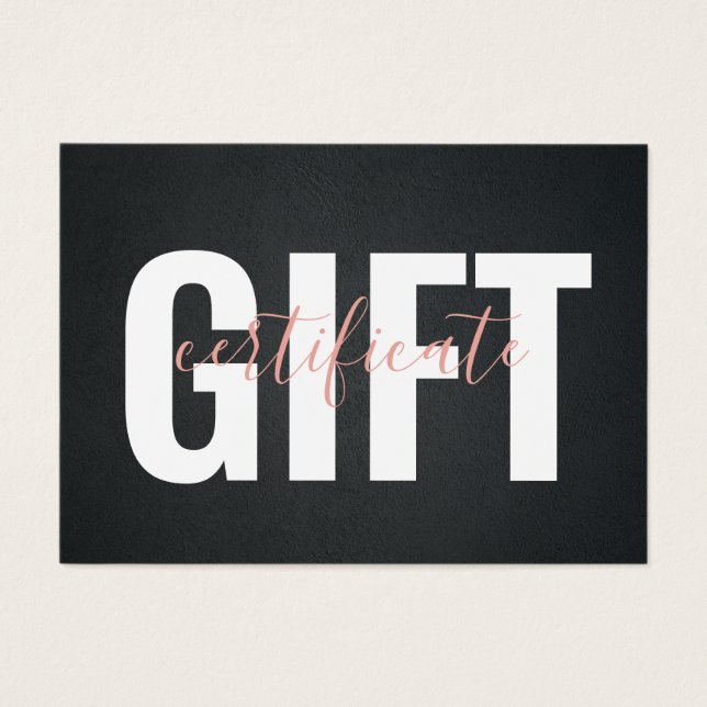 Élégant certificat cadeau d'affaires Black Pink (Devant)
