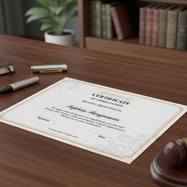 Elegant Certificate of Appreciation Gold Classic D Poster (Von Creator hochgeladen)
