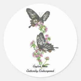 Elegant Ceylon Rose Butterly Wasserfarben Runder Aufkleber