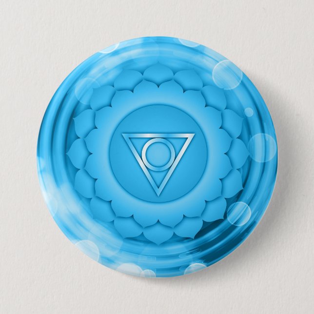 Elegant Chakra Blue Throat Zen Yoga Spiritual Button (Vorderseite)