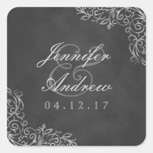 Elegant Chalkboard Filigree Wedding Stickers