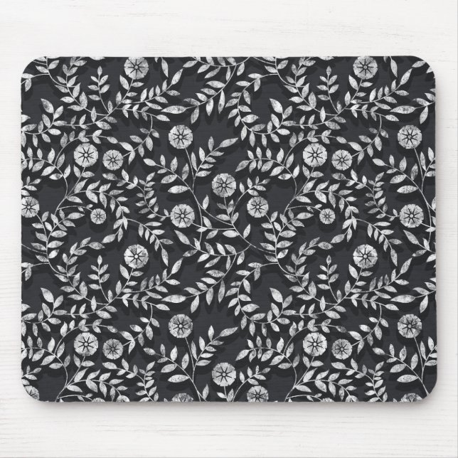 Elegant Chalkboard Floral Pattern Mousepad (Vorne)