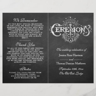 Élégant Chalkboard Mariage programmes de cérémonie