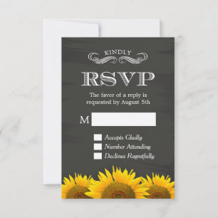 Élégant Chalkboard Sunflowers Decor RSVP Réponse