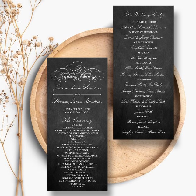 Élégant Chalkboard Wedding Programme Modèle (Créateur téléchargé)
