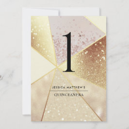 Élégant Champagne géométrique Numéro de table