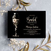 Elegant Champagne Glass Cream Floral Bridal Shower