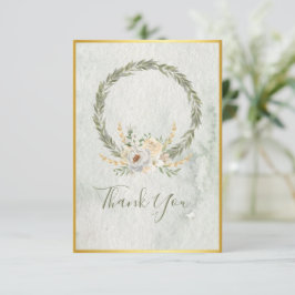 Elegant Champagne Ivory Floral Script Dankeskarte