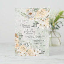 Elegant Champagne Ivory Floral Script Wedding