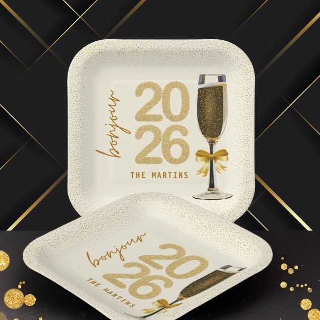 Elegant Champagne New Year's Eve Pappteller (Von Creator hochgeladen)