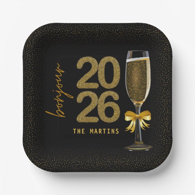 Elegant Champagne New Year's Eve Pappteller (Vorderseite)