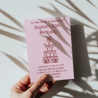 Elegant Champagne Tower 30th Birthday Party        Einladung