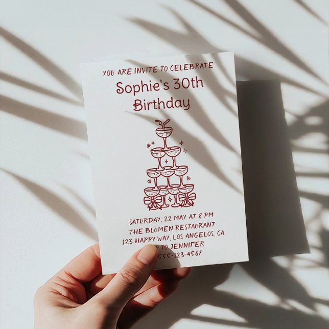 Elegant Champagne Tower 30th Birthday Party        Einladung (Von Creator hochgeladen)