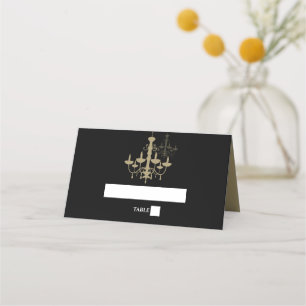 Elégant Chandelier Black Gold Invitations de maria