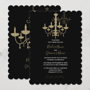 Elégant Chandelier Black Gold Invitations de maria